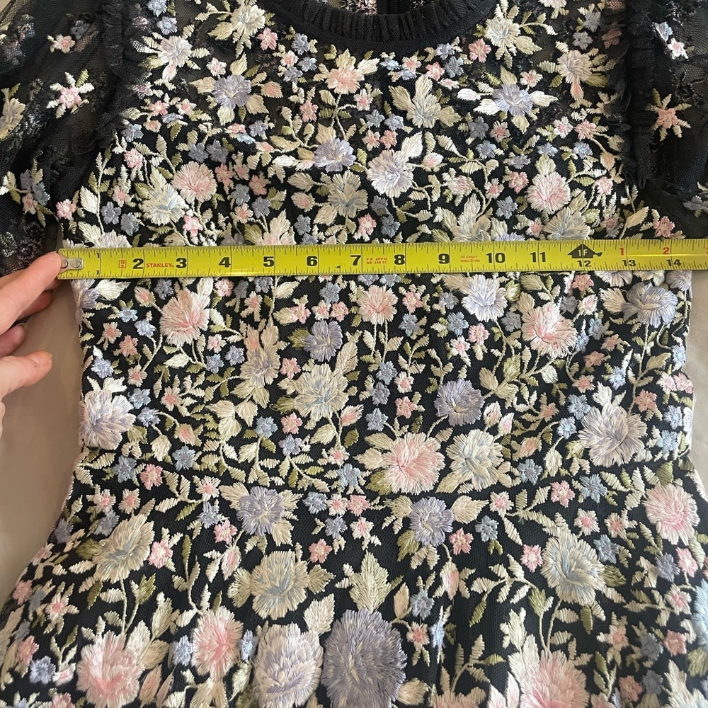 Needle & Thread Floral Lace-Trim Black Maxi Dress with Pastel Blooms - Picture 5 of 7